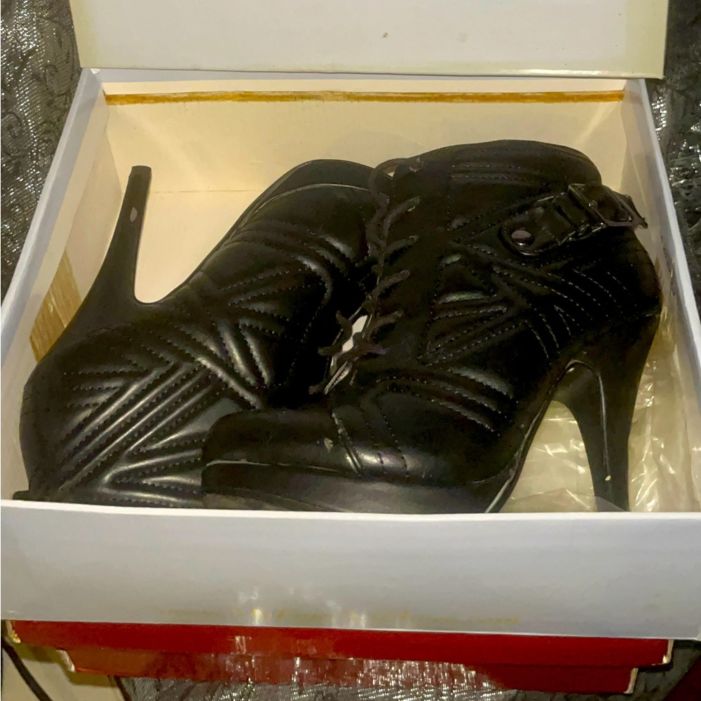 Black high heel ankle boots
